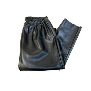 Planet Vegan Leather Pant Black Microfiber Pullon Stretch Waist Slim Leg SZ 2